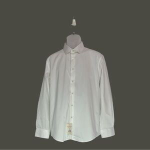 Lucky Brand Long Sleeve Dress Shirt Solid White Size L NWT 16-16.5 32/33